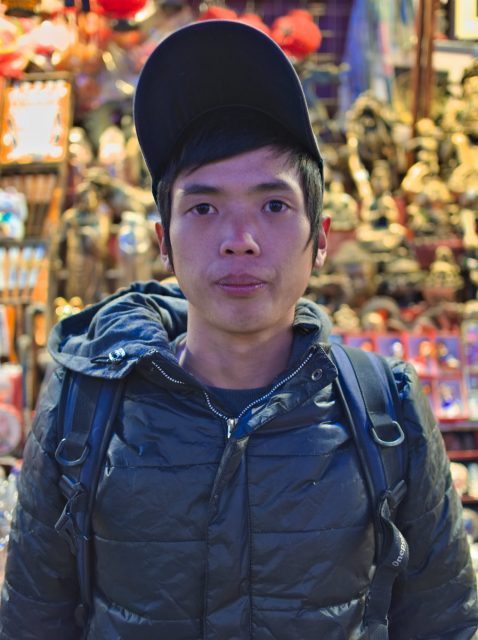 Beijing Street Scene, Portrait Of A Young Man Walking From Fujian To Beijing